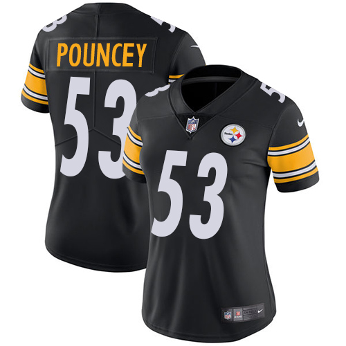 Nike Steelers #53 Maurkice Pouncey Black Team Color Women's Stitched NFL Vapor Untouchable Limited Jersey - Click Image to Close